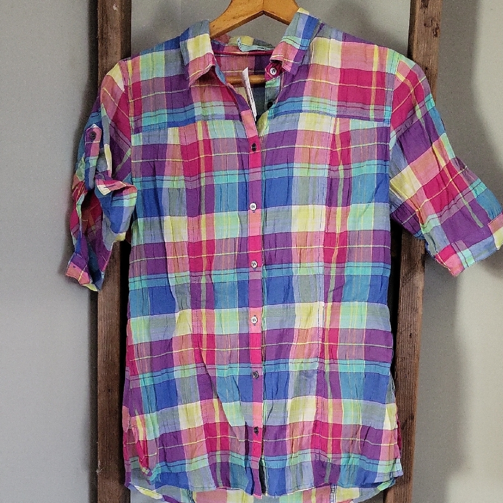 Maurices Multicolor Plaid Button Down Shirt